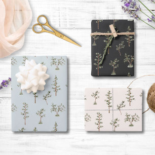 Feuille De Papier Cadeau Motif de la forêt d'arbres verts