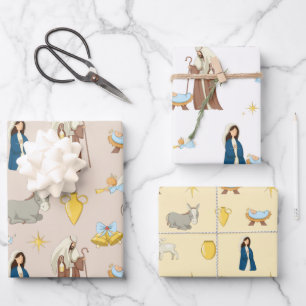 Feuille De Papier Cadeau Motif de la Nativité de Noël de Noël