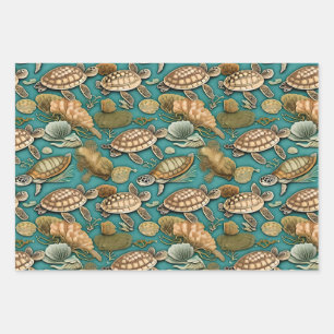 Feuille De Papier Cadeau Motif de la tortue no1