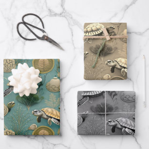 Feuille De Papier Cadeau Motif de la tortue no6