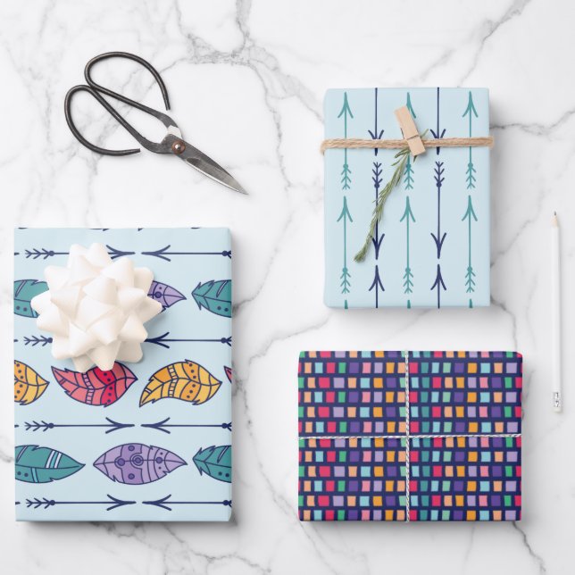 Feuille De Papier Cadeau Motif de la tribu Boho (Recto)