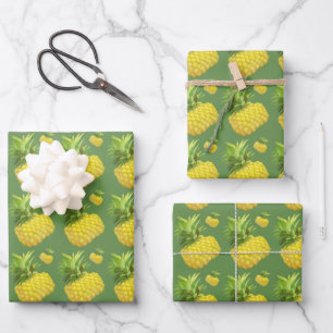 Feuille De Papier Cadeau Motif de l'ananas tropical: Art de fruit d'été