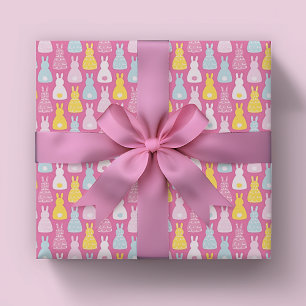 Feuille De Papier Cadeau Motif de lapin rose