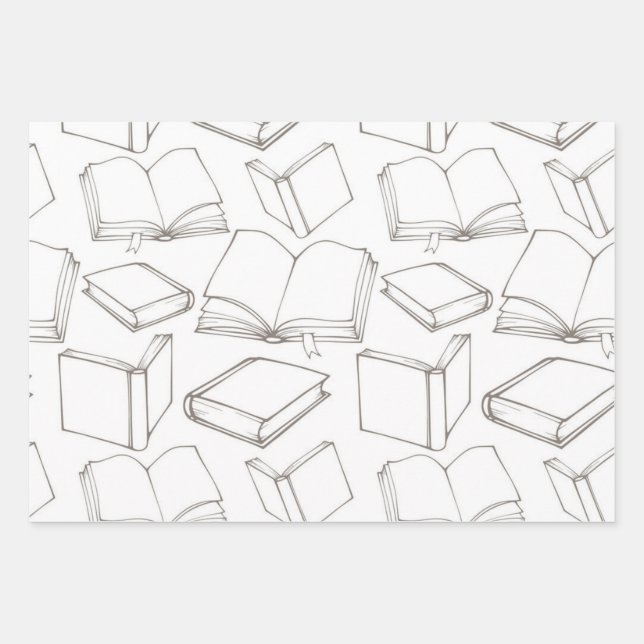 Feuille De Papier Cadeau Motif de livre (Devant)