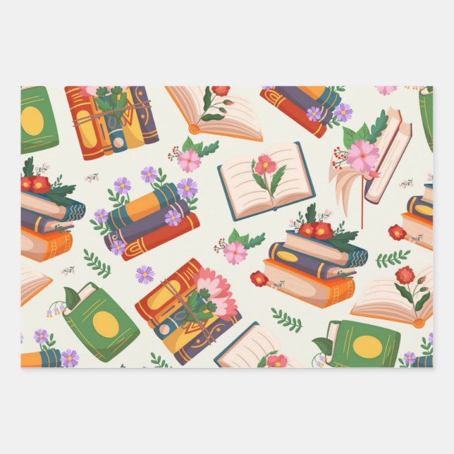 Feuille De Papier Cadeau Motif de livre (Devant)