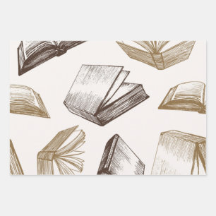 Feuille De Papier Cadeau Motif de livre