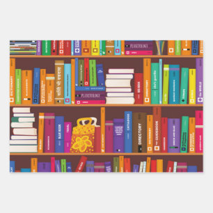 Feuille De Papier Cadeau Motif de livre