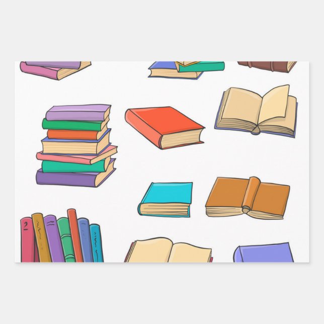Feuille De Papier Cadeau Motif de livre (Devant)