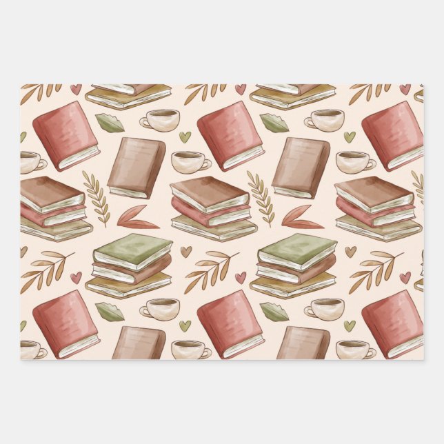 Feuille De Papier Cadeau Motif de livre (Devant)