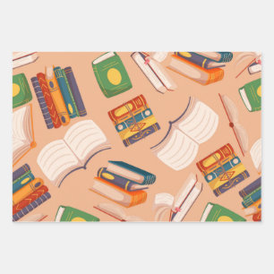Feuille De Papier Cadeau Motif de livre