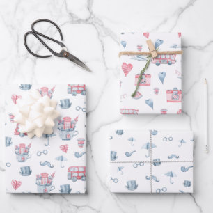 Feuille De Papier Cadeau Motif de Londres aquarelle