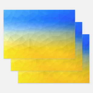 Feuille De Papier Cadeau Motif de maillage géométrique bleu jaune Ukraine