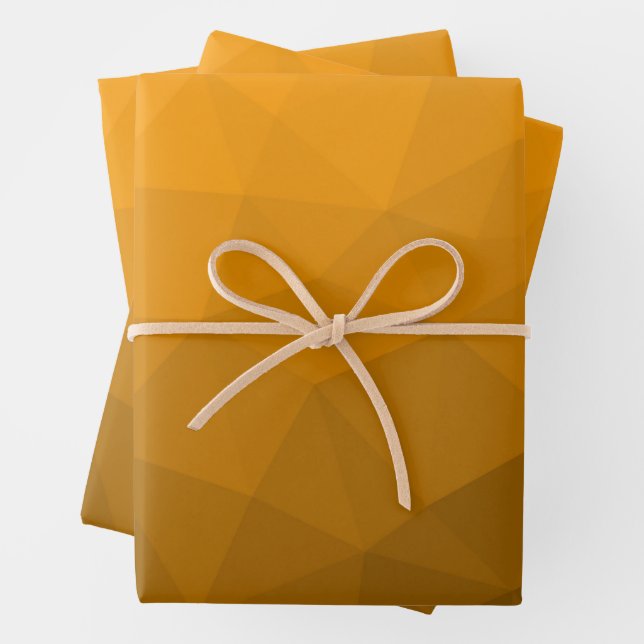 Feuille De Papier Cadeau Motif de maillage géométrique dégradé orange (En situation)
