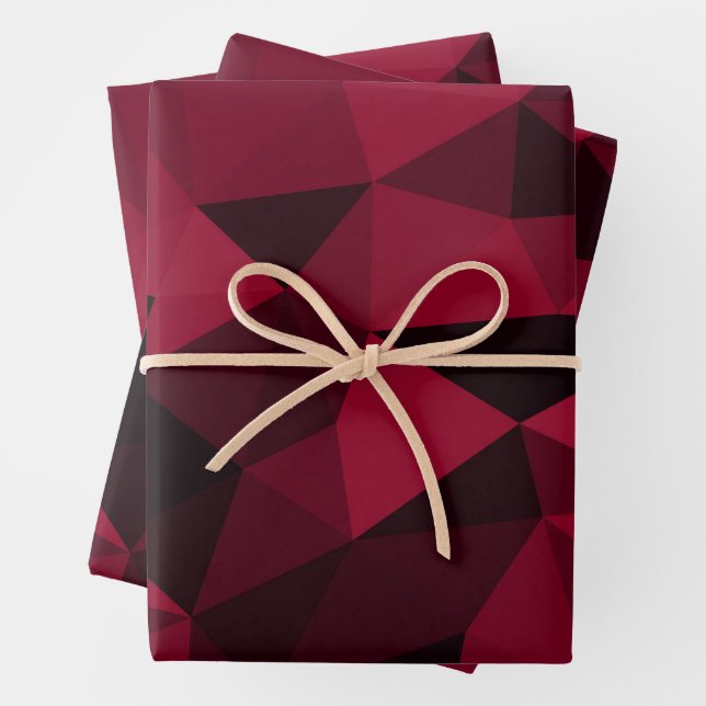 Feuille De Papier Cadeau Motif de maillage géométrique rose magenta noir fo (En situation)