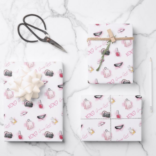 Feuille De Papier Cadeau Motif de maquillage pour filles Gossip (Recto)