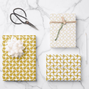 Feuille De Papier Cadeau Motif de métal géométrique Or moderne