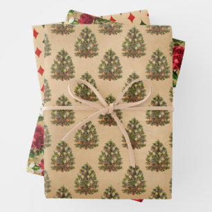 Feuille De Papier Cadeau Motif de Noël antique