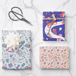 Feuille De Papier Cadeau motif de Noël de cochon de Guinée série 3