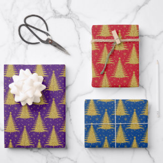 Feuille De Papier Cadeau Motif de Noël de luxe métal or