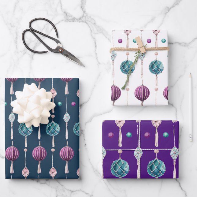 Feuille De Papier Cadeau Motif de Noël moderne étonnant Bauble (Recto)
