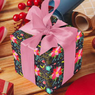 Feuille De Papier Cadeau Motif de Noël moderne Poinsettia