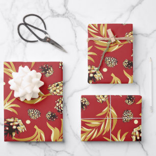 Feuille De Papier Cadeau Motif de Noël, Pine Snow 3