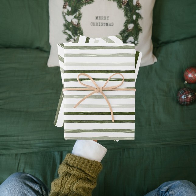 Feuille De Papier Cadeau Motif de Noël vert moderne (Créateur téléchargé)