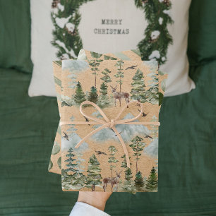 Feuille De Papier Cadeau Motif de Noël vert moderne Kraft