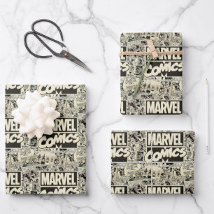 Feuille De Papier Cadeau Motif de pages de bandes dessinées Marvel