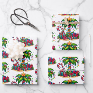Feuille De Papier Cadeau Motif de palmier de Noël tropical