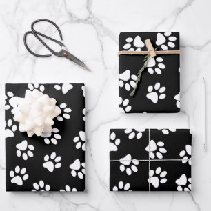 Feuille De Papier Cadeau Motif de pattes, pattes de chien, pattes blanches