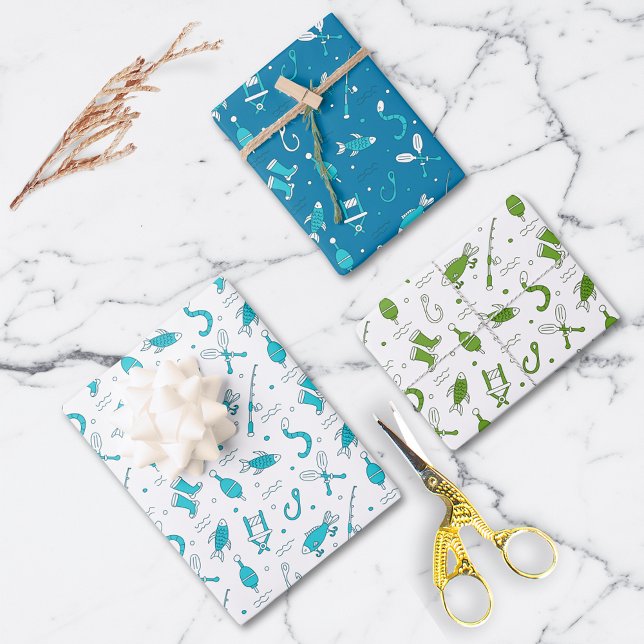 Feuille De Papier Cadeau Motif de pêche (Créateur téléchargé)