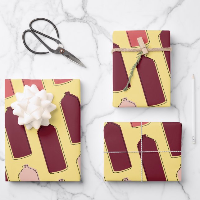 Feuille De Papier Cadeau Motif de peinture de pulvérisation (Recto)