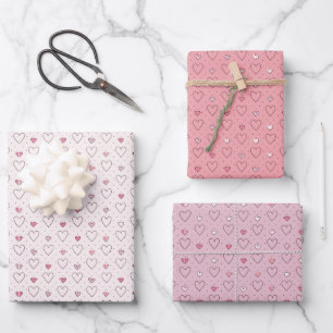 Feuille De Papier Cadeau Motif de petits cœurs et de points