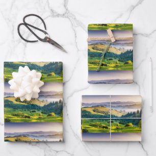 Feuille De Papier Cadeau Motif de photo de paysage naturel de collines ondo