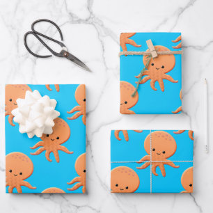 Feuille De Papier Cadeau Motif de pieuvre de bébé