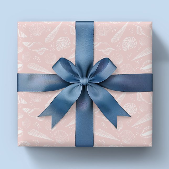 Feuille De Papier Cadeau Motif de plage Sea Shell Pink Ocean (Pink sea shell wrapping paper)