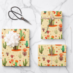 Feuille De Papier Cadeau Motif de plantes de cactus du désert USA occidenta