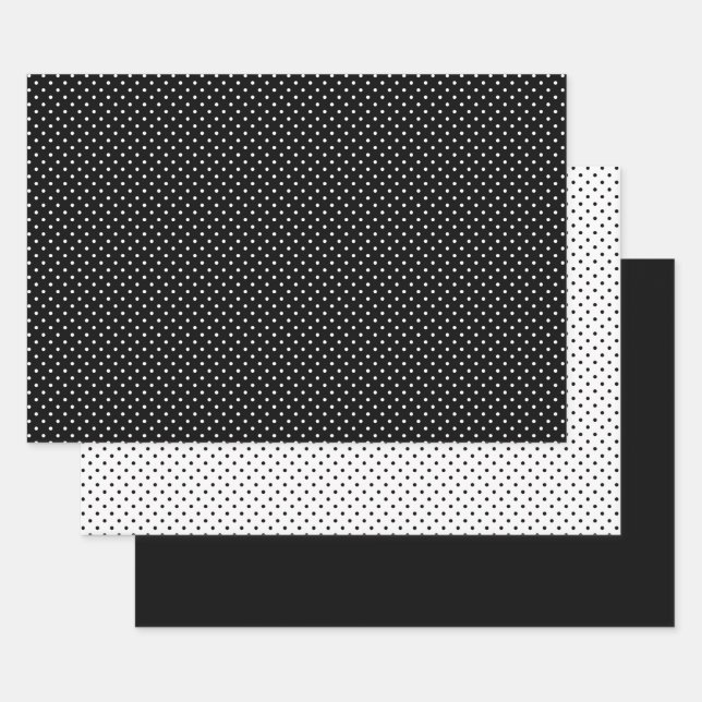 Feuille De Papier Cadeau Motif de point de Polka noir blanc (Lot)