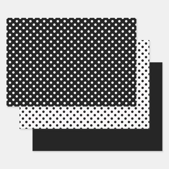 Feuille De Papier Cadeau Motif de point Polka noir blanc (Lot)