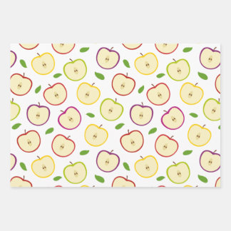 Feuille De Papier Cadeau Motif de pomme coloré