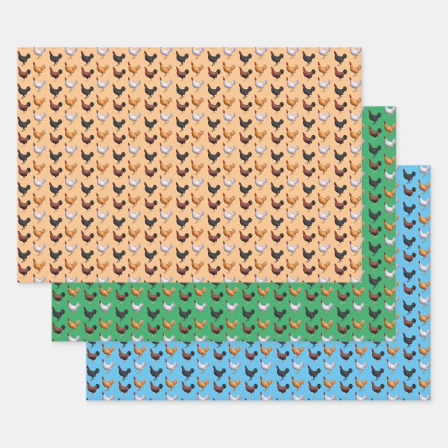 Feuille De Papier Cadeau Motif De Poulet (Lot)