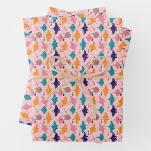 Feuille De Papier Cadeau Motif de raie pastenague rose mignon et de raie ma