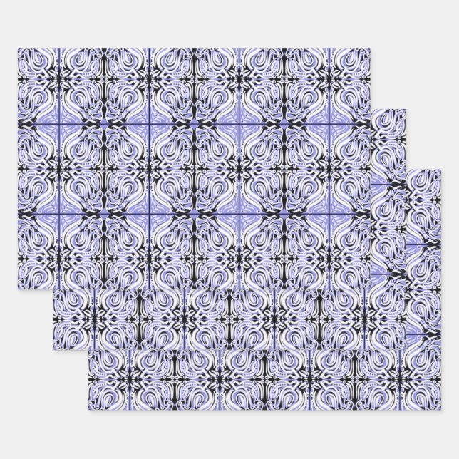 Feuille De Papier Cadeau Motif de répétition Abstrait blanc pourpre (Lot)