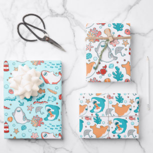 Feuille De Papier Cadeau Motif de requin mou