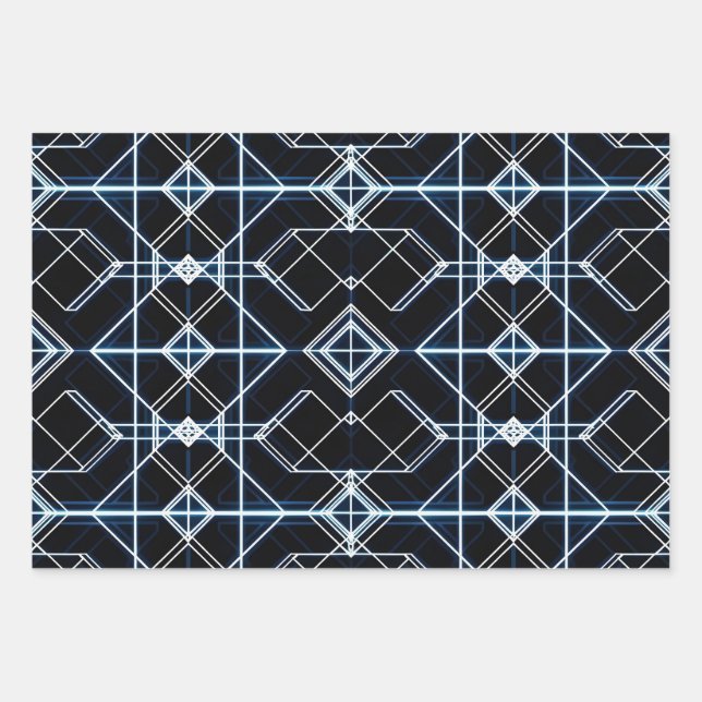 Feuille De Papier Cadeau Motif de réseau néon futuriste (Devant)