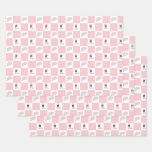 Feuille De Papier Cadeau Motif de rodéo rose moderne À damiers fille