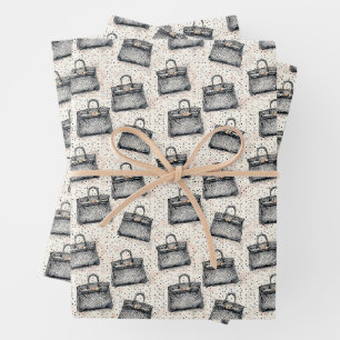 Feuille De Papier Cadeau Motif de sac à main en python de luxe sur fond ros