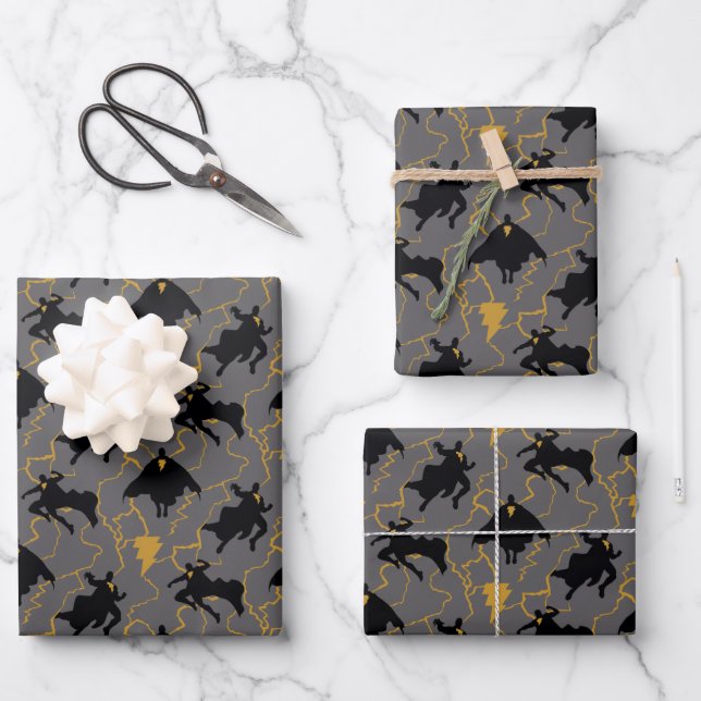 Feuille De Papier Cadeau Motif de silhouette Black Adam Lightning (Recto)