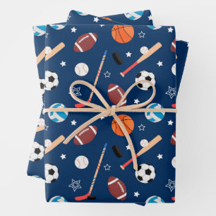 Feuille De Papier Cadeau Motif de sport de baseball 